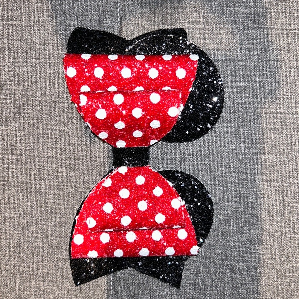 Homemade red Mickey ears hair bow